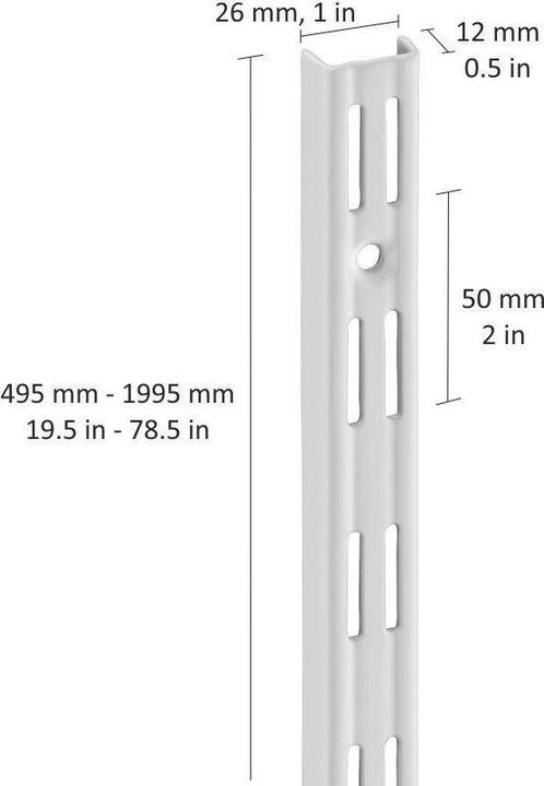 Actual product image Dolle Wall rail 2-row H 1995 mm silver (2.5 x 1.5 x 199.5 cm)