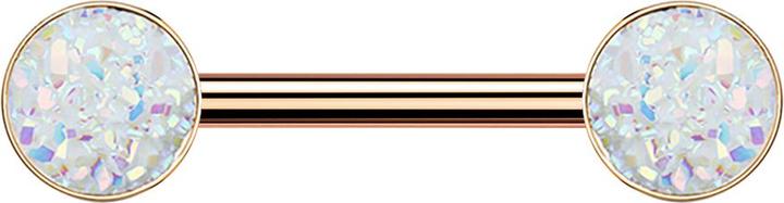 Actual product image Star Piercing Barbell rosegold mit Druse Stein weiss (Surgical steel 316L)