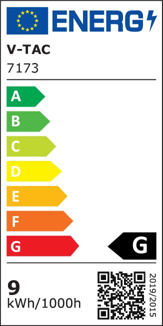 Etichetta energetica V-TAC VT2029 Lampadina LED 9W E14 T37 Plastica Bianco Caldo (E14, 9 W, 750 lm, G)
