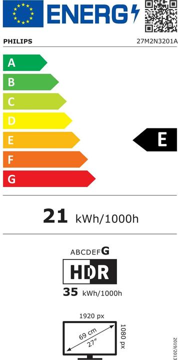 Label énergétique Philips Evnia 27M2N3201A - 27 pouces Full (1920 x 1080 pixels, 27")