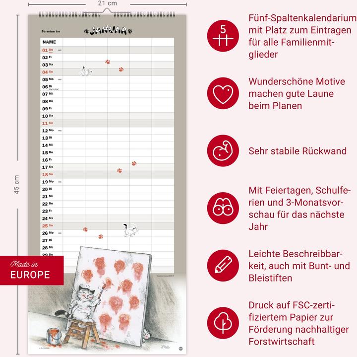 Produktbild Heye Familienplaner (21 x 45 cm, Harter Einband, Deutsch)