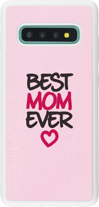 Actual product image PhoneLook Coque silicone rigide blanc Mom 2023 best Mom ever pink (Samsung Galaxy S10+)