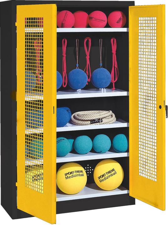 Produktbild C+P Sportgeräteschrank (HxBxT: 195x120x50 cm, mit Lochblech-Flügeltüren, Typ 2)