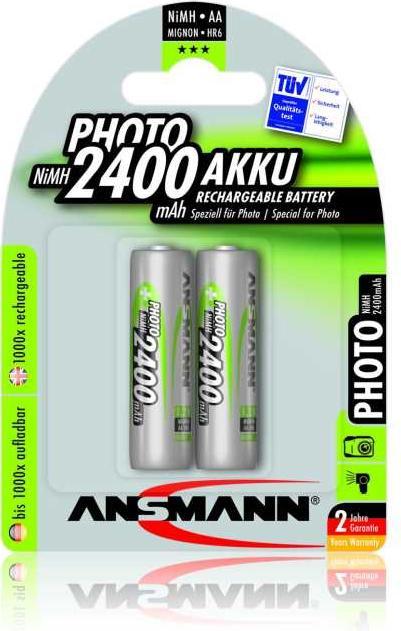 Produktbild Ansmann NiMH-Akku Mignon 2400mAh Photo 2er Blister (2 Stk., AA, 2400 mAh)
