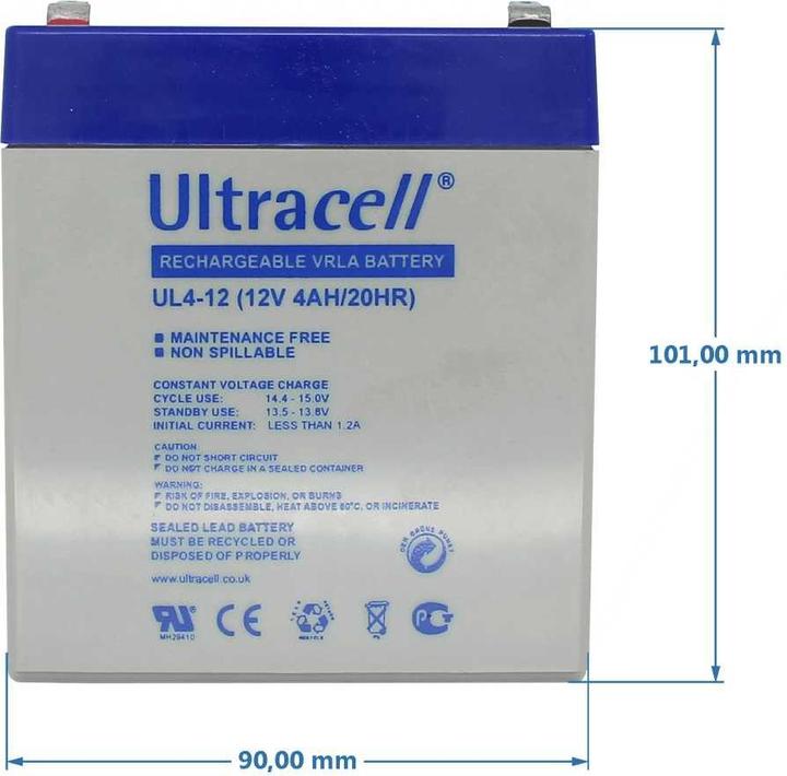 Actual product image Ultracell Akku UL4-12 AGM Blei Gel (12 V, 4 Ah)