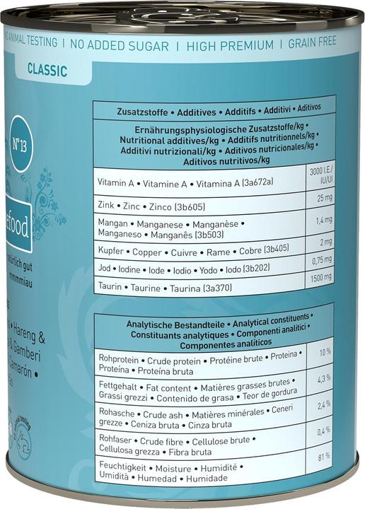 Actual product image Catz Finefood No.13 Herring & Crabs (Adult, 1 pcs., 400 g)