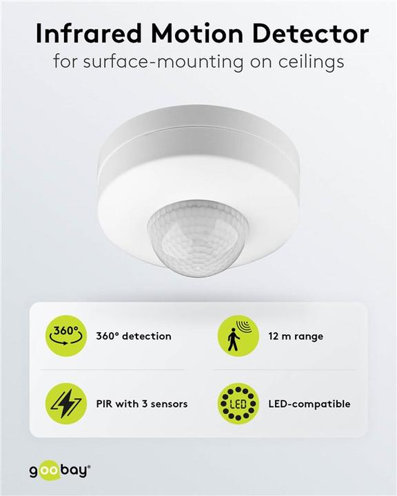 Actual product image Goobay Ceiling, wall PIR motion detector (12 m)