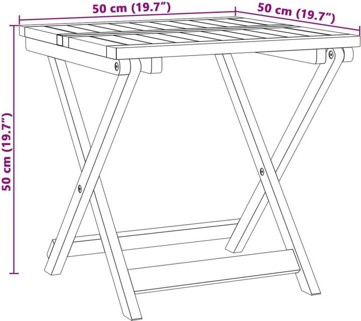 Actual product image VidaXL Folding acacia garden table (50 cm)