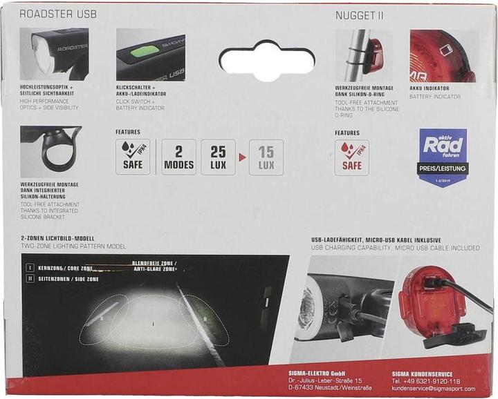 Immagine prodotto Sigma Sport Set di illuminazione Roadster USB/Nugget II
