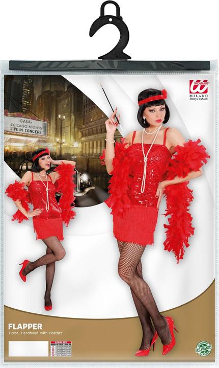 Produktbild Widmann Charleston Kleid mit Stirnband und Feder rot (S, M, L)