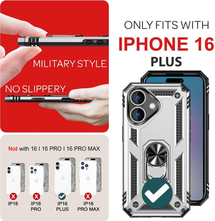 Image du produit Nalia Étui antichoc Military-Style Ring (Apple iPhone 16 Plus)