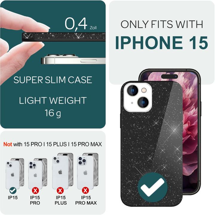 Immagine prodotto Nalia Copertina glitterata (Apple iPhone 15)
