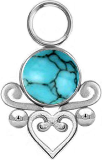 Immagine prodotto Star Piercing Anhänger silber Türkis Stein filigranes Herz (senza ottone, Acciaio chirurgico 316L, Mnerale)