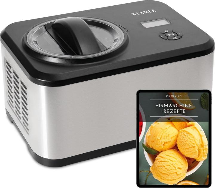 Actual product image KLAMER Eismaschine 1.5L, 120 W Eiscrememaschine aus Edelstahl