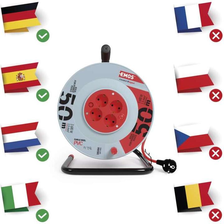 Immagine prodotto Emos Avvolgicavo IP20 1,5mm Schuko 50 m (50 m)