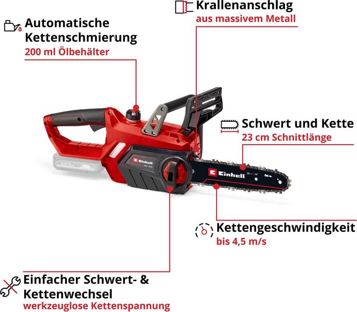Produktbild Einhell GE-LC 18 Li Solo (Akku Kettensäge)