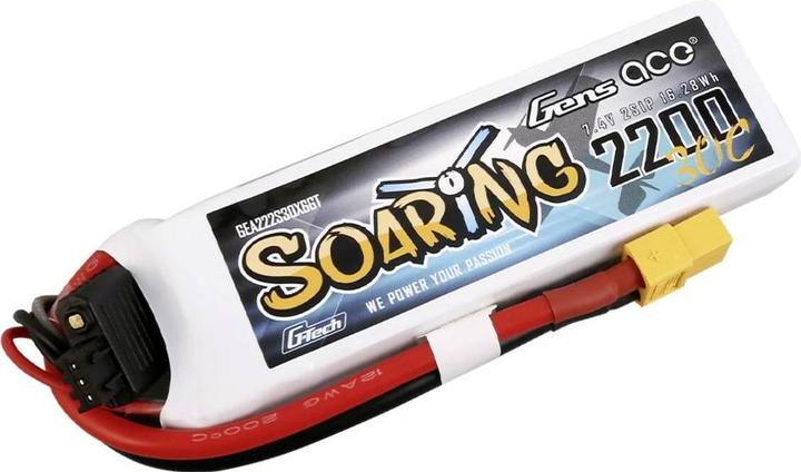 Actual product image Gens Ace Accumulator G-Tech Soaring 2200mAh 7.4V 30C 2S1P XT60 (7.40 V, 2200 mAh)