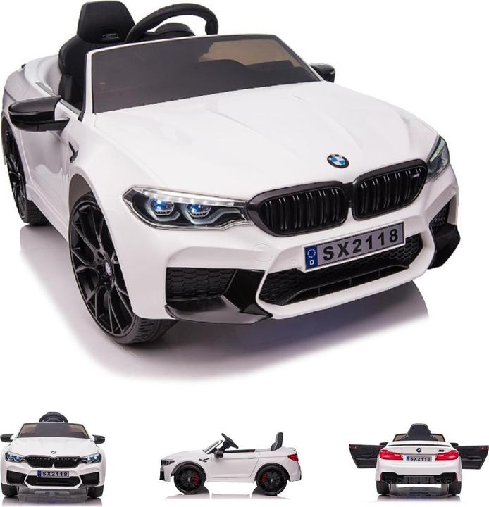 Produktbild Es-toys Elektro Kinderfahrzeug weiss "BMW M5" - Lizenziert - 12V7A Akku, 2 Motoren- 2,4Ghz Fernsteuerung, MP (12 V)