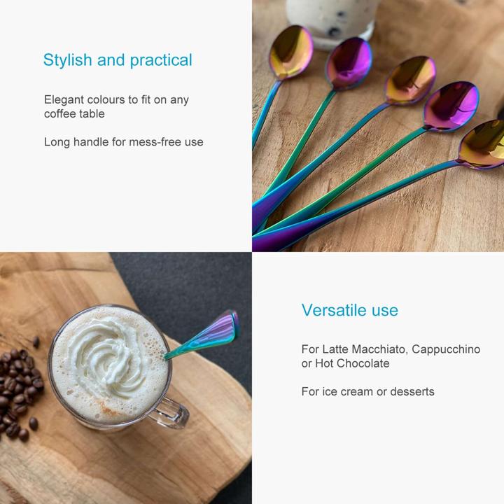 Actual product image Intirilife Ice cream spoon with long handle for dessert coffee (6 Piece, Scoops)