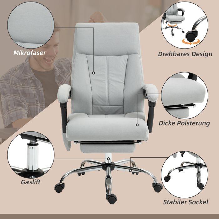 Image du produit Swisshandel24 Chaise de bureau avec fonction massage, ergonomique avec fonction chaise longue, chauffage