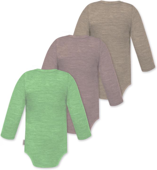 Actual product image Normani 3-pack baby merino long-sleeved body "Tuai" - 9403 (92)