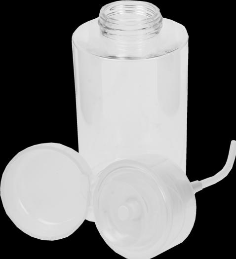 Actual product image Plastic pump bottle, empty, for 200 ml nail polish remover, height: 10.2 cm, Ø 5.8 cm