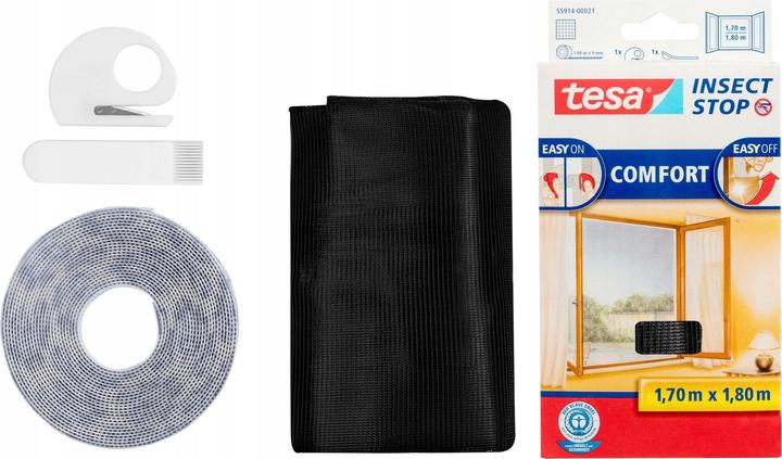 Actual product image tesa Insect screen COMFORT for windows, with Velcro tape, self-adhesive, without drilling (170 x 180 cm)