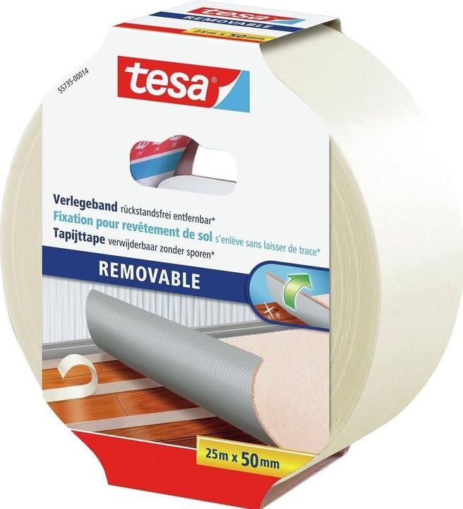 Produktbild tesa Verlegeband REMOVABLE, doppelseitiges Klebeband, rückstandsfrei entfernbar (50 mm)