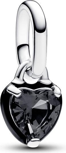 Pandora ME Schwarzes Chakra Herz Mini Charm (925 Sterling Silber, Kristall)