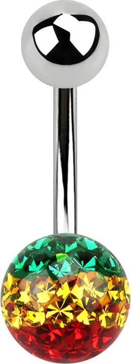 Immagine prodotto Star Piercing Banana argento con palla e sfera di cristallo Rasta strato protettivo epossidico (senza ottone, Acciaio chirurgico 316L)