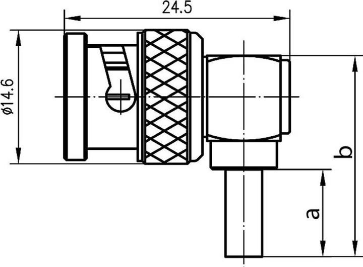 Actual product image Telegärtner BNC cable angle connector crimp G13, G50 75 Ohm, solder/crimp, A0504, G13 (0.4/2.5)