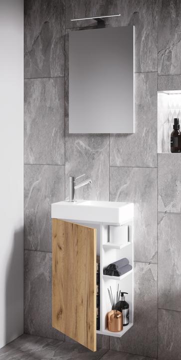 Actual product image VCM 3-piece Bathroom Furniture Set Guest WC Guest Bathroom Washbasin Small Narrow Lumia Mirror