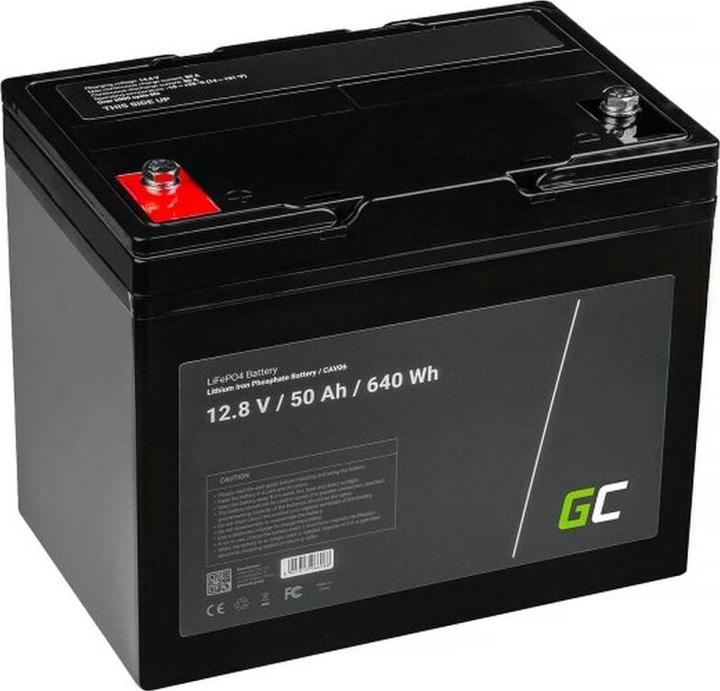 GreenCell Batterie LiFePO4 pour camping-cars et bateaux photovoltaïques - 50Ah - 12.8V - 640Wh (12.80 V, 50 Ah)