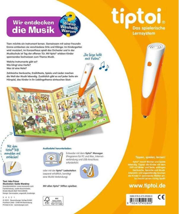 Produktbild tiptoi Wieso? Weshalb? Warum? Wir entdecken die Musik (Deutsch, Inka Friese, Guido Wandrey, 2023)