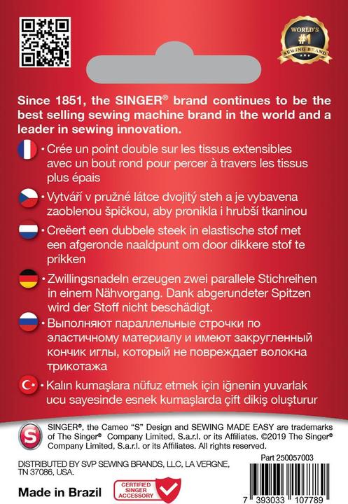 Produktbild Singer TWIN Stretchnadel, 2.5mm, 80/12