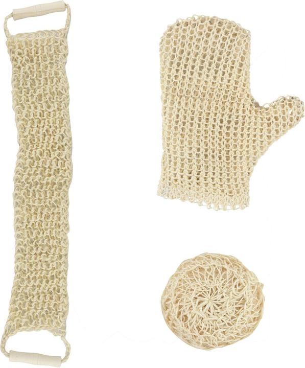 MSV Badeschwamm-Set aus Sisal, Weiss