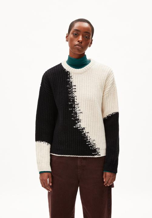 Image du produit Armedangels Long Sleeve Miyaar Pullover Round Neck Black/Oat (L)