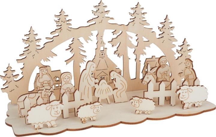 VBS Kit de construction en bois "Crèche", contreplaqué