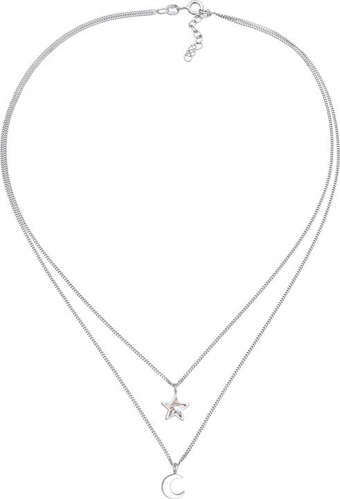 Produktbild Elli Halskette Kids Layer Kristall Stern Halbmond 925 Silber (Glaskristall, 925er Sterling Silber, 36 cm)