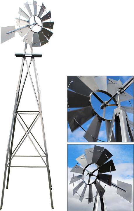 Produktbild Wiltec XPOtool Windrad mit 245cm Höhe Windmühle Windspiel Gartendeko Rankhilfe Rankturm