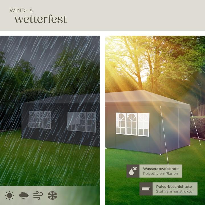 Produktbild tectake Pavillon Miramas mit 8 Seitenteilen, wasserdicht, 9x3m (900 cm, 300 cm)