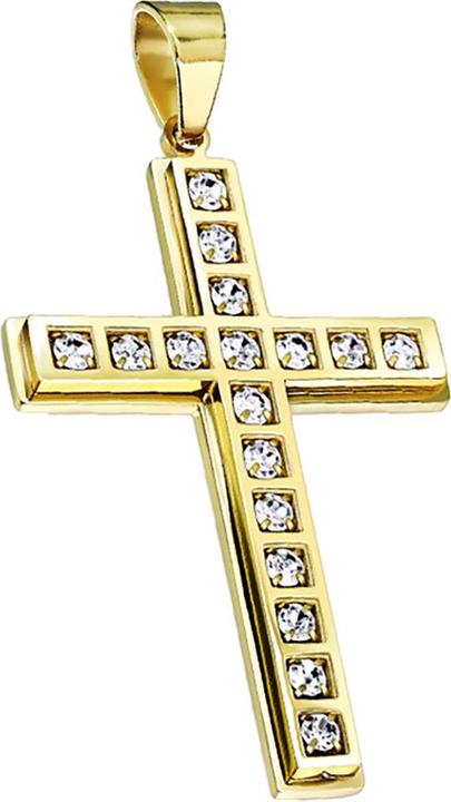 Star Piercing Anhänger vergoldet Kreuz mit Kristallen (Chirurgenstahl 316L)