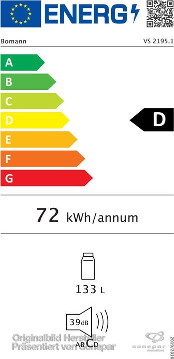 Energy Label Bomann Vs 2195 (134 l)