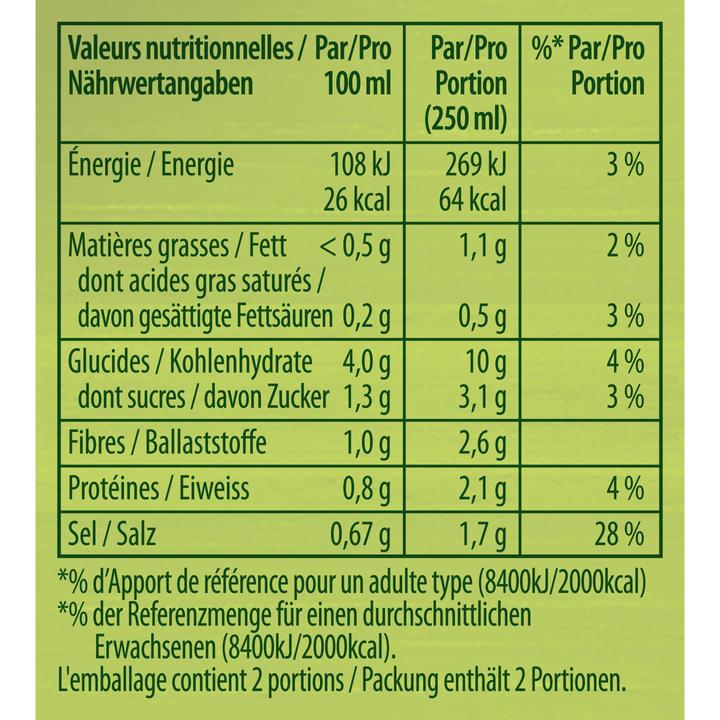 Nährwerte und Zutaten Knorr Gemüsesuppe Kombiblock, Suppe mit Broccoli, Rüebli & Lauch, Fertiggericht zum Aufwärmen (500 ml)