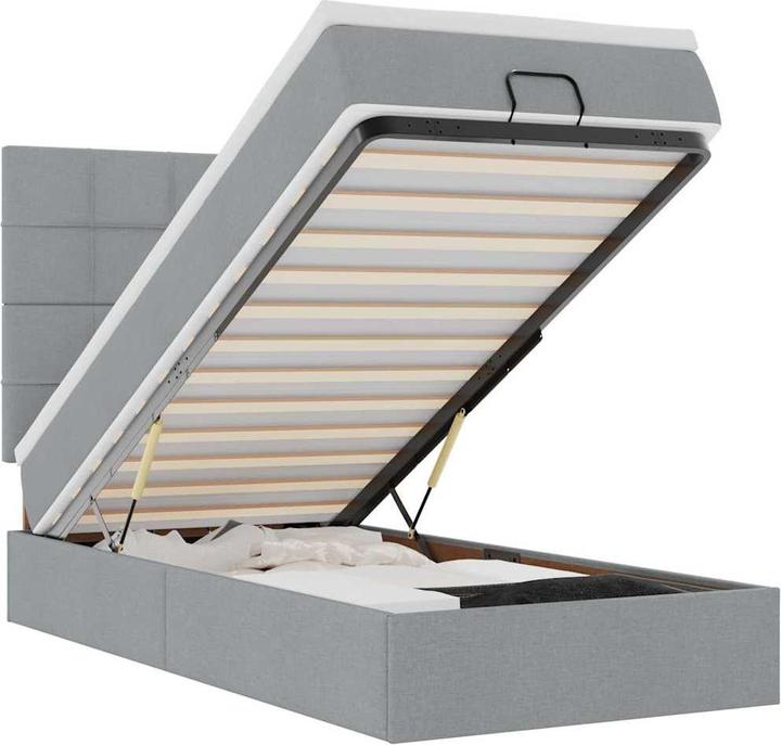 Image du produit VidaXL Lit Ottoman avec matelas Gris clair 80x200 cm Tissu (80 x 200 cm)