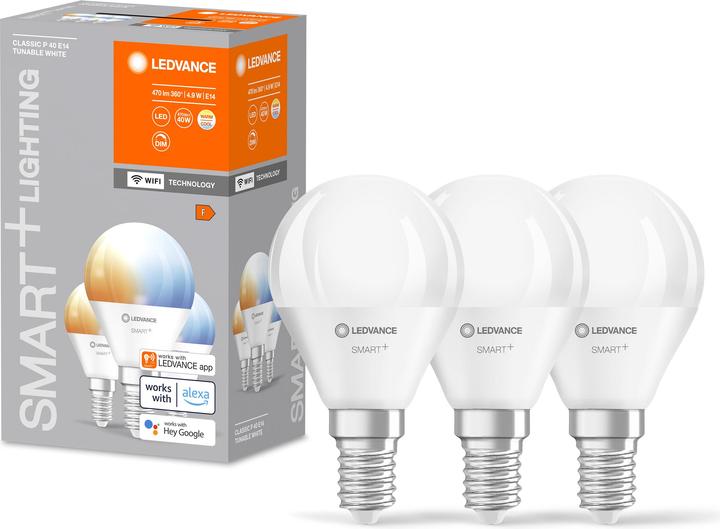 Immagine prodotto Ledvance Mini lampadina Smart+ Wifi (E14, 4.90 W, 470 lm, 3 x, F)