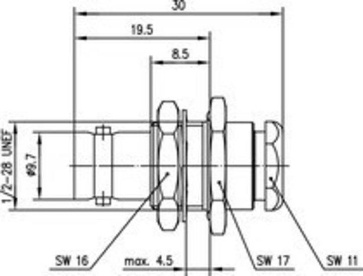 Actual product image Telegärtner BNC cable mount socket G02, G39 75 Ohm, MIL gland IP 54, A11, Z04, G02 (RG-59 B/U), UG-910 B/
