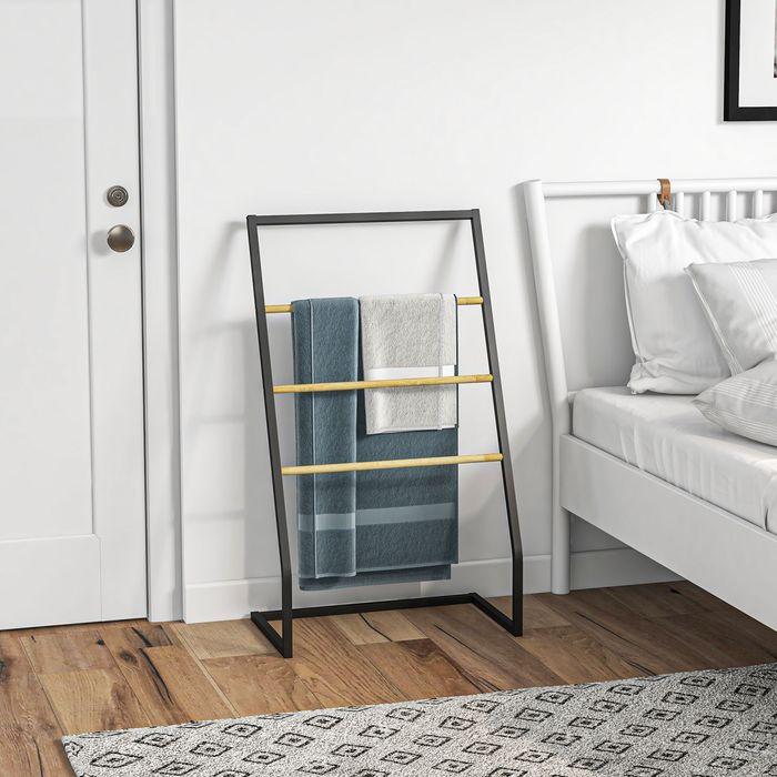 Actual product image Swisshandel24 Towel rack, free-standing towel rail with 3 towel rails, towel rail for bathroom, St