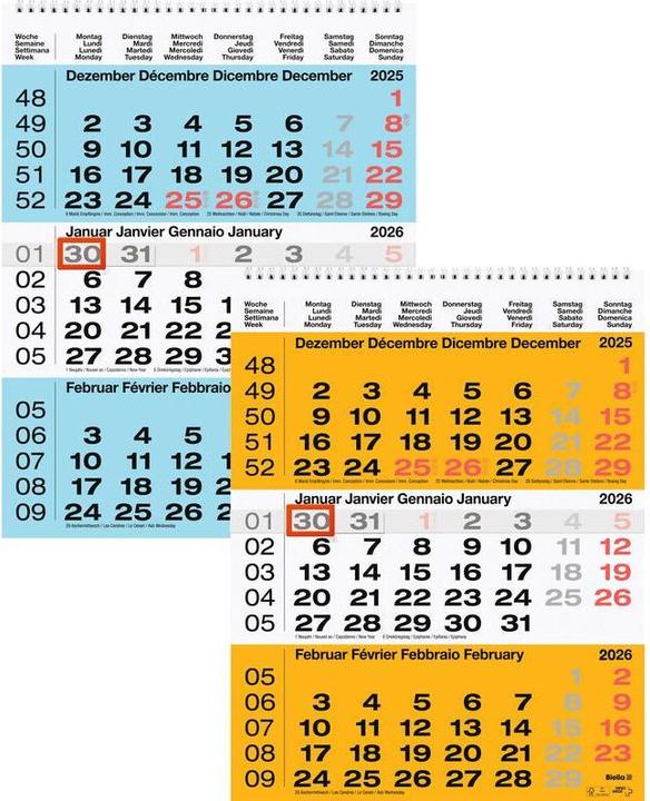 Produktbild Biella 3-Monats-Kalender (31 x 40 cm, Harter Einband)