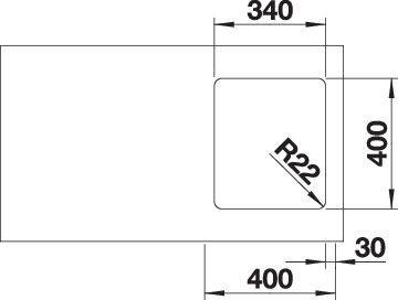 Productafbeelding Blanco Andano 340-U (Onderbouw gootsteen, 38 cm, 44 cm)